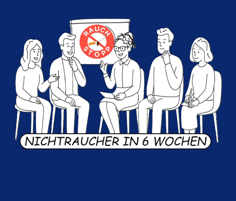 Fröhliche Gruppensitzung des Abstinenzprogramms mit interaktiver Schulung und verhaltenstherapeutischen Methoden für ein rauchfreies Leben.